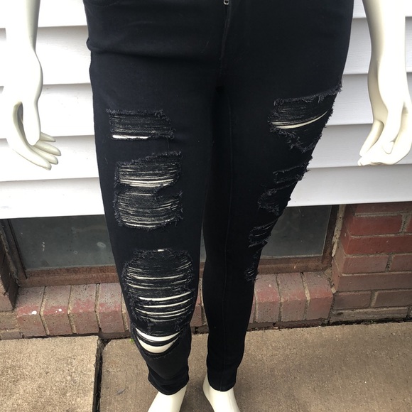 SOLD‼️NEW‼️ Levi Strauss Co 711 Skinny Size 26 Distressed Black Jeans - Picture 2 of 7